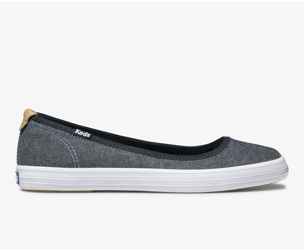 Keds Womens Slip Ons Navy - Bryn Chambray - 692IFKSXT